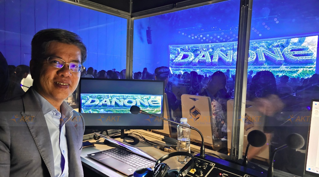 Professional medical simultaneous interpreting for Danone events, nutrition conferences, and AKT brand.